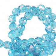 Top Glas Facett Glasschliffperlen 4mm rund Lagoon blue-pearl shine coating